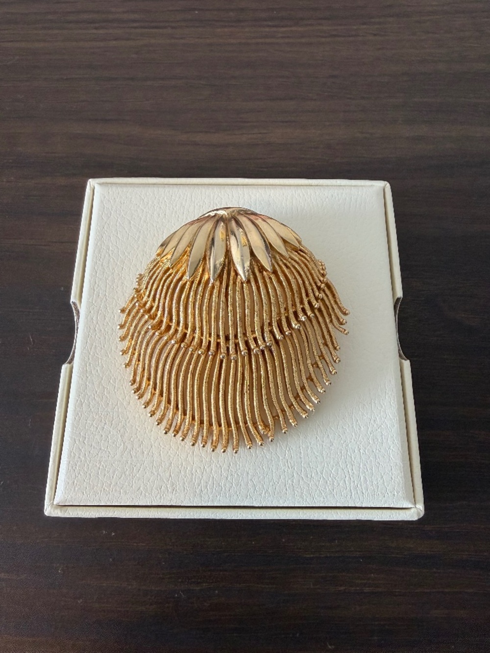 Vintage Crown Trifari Rue de la Paix Sea Shell Brooch 1960s